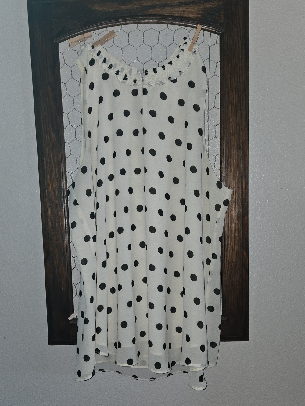 Rose & Olive Cream Blouse with Black Polka Dots
